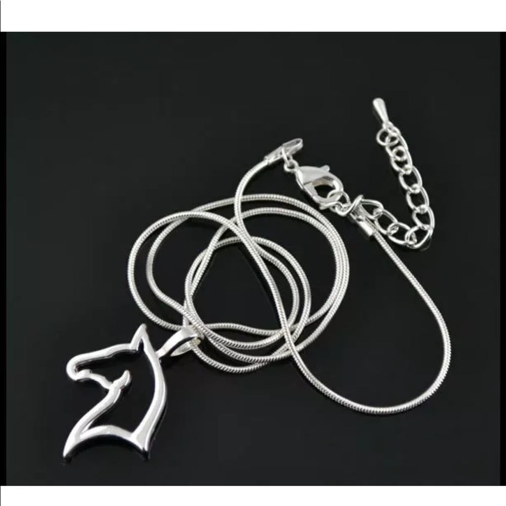 Silver Plated Charm Alloy horse Pendant Necklace - Picture 3 of 5